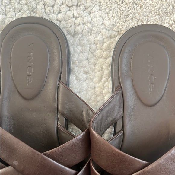 Vince Brown Leather Sandals - Picture 5 of 9